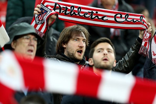 BILBAO, SPAIN - FEBRUARY 25: Bilbao's fans looks on before the UEFA Europa League Football round of 32 second leg match between Athletic Bilbao and Olympique de Marseille at San Mames on February 25, 2016 in Bilbao, Spain. (Photo by Romain Perrocheau/Getty Images)