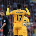 Crystal Palace's Christian Benteke celebrates goal against Liverpool FC