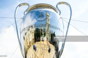 UEFA Champions league trophy ahead of the UEFA Champions League final between Real Madrid and Liverpool