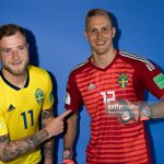 John Guidetti and Karl-Johan Johnsson of Sweden, world cup 2018