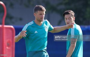 Thomas Mueller and Mesut Oezil, Germany Training , world cup 2018