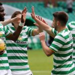 celtic players celebrate goal